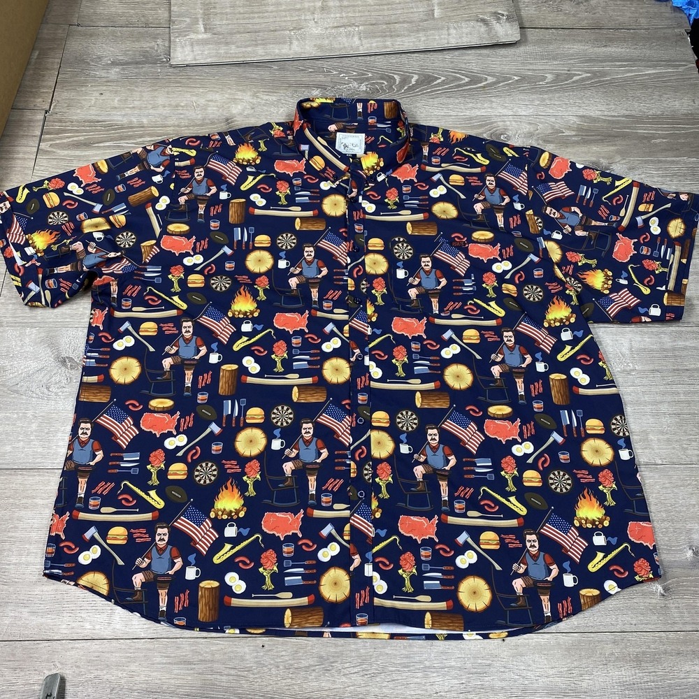 The Roosevelts Shirt Men's 4XL Parks & Recreation Pawnee‎ Button Up Ron Swanson